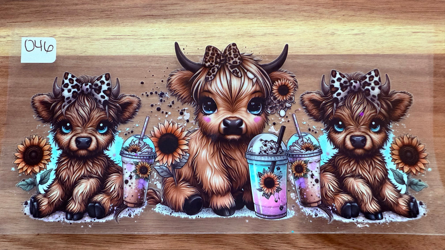 #46 Highland Cow with leopard bow-holographic