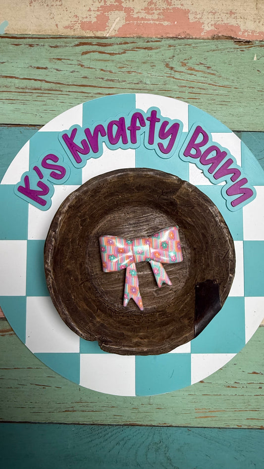Silicone Focal Bead- Daisy striped bow