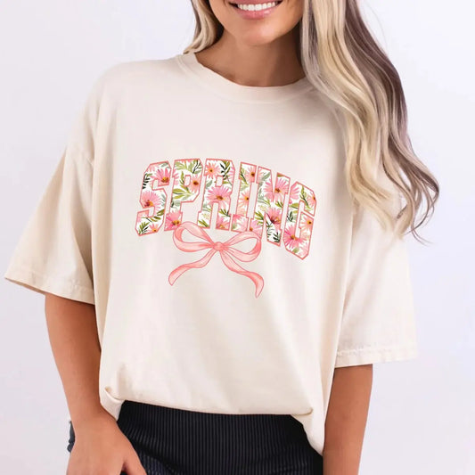 Spring Floral Bow Shirt | Spring Bow Graphic Tee K's Krafty Barn