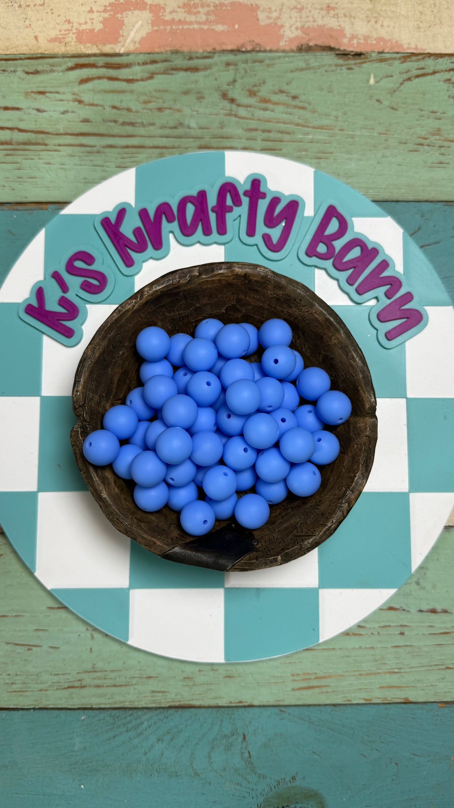 15mm Solid Silicone Beads- Ocean Blue