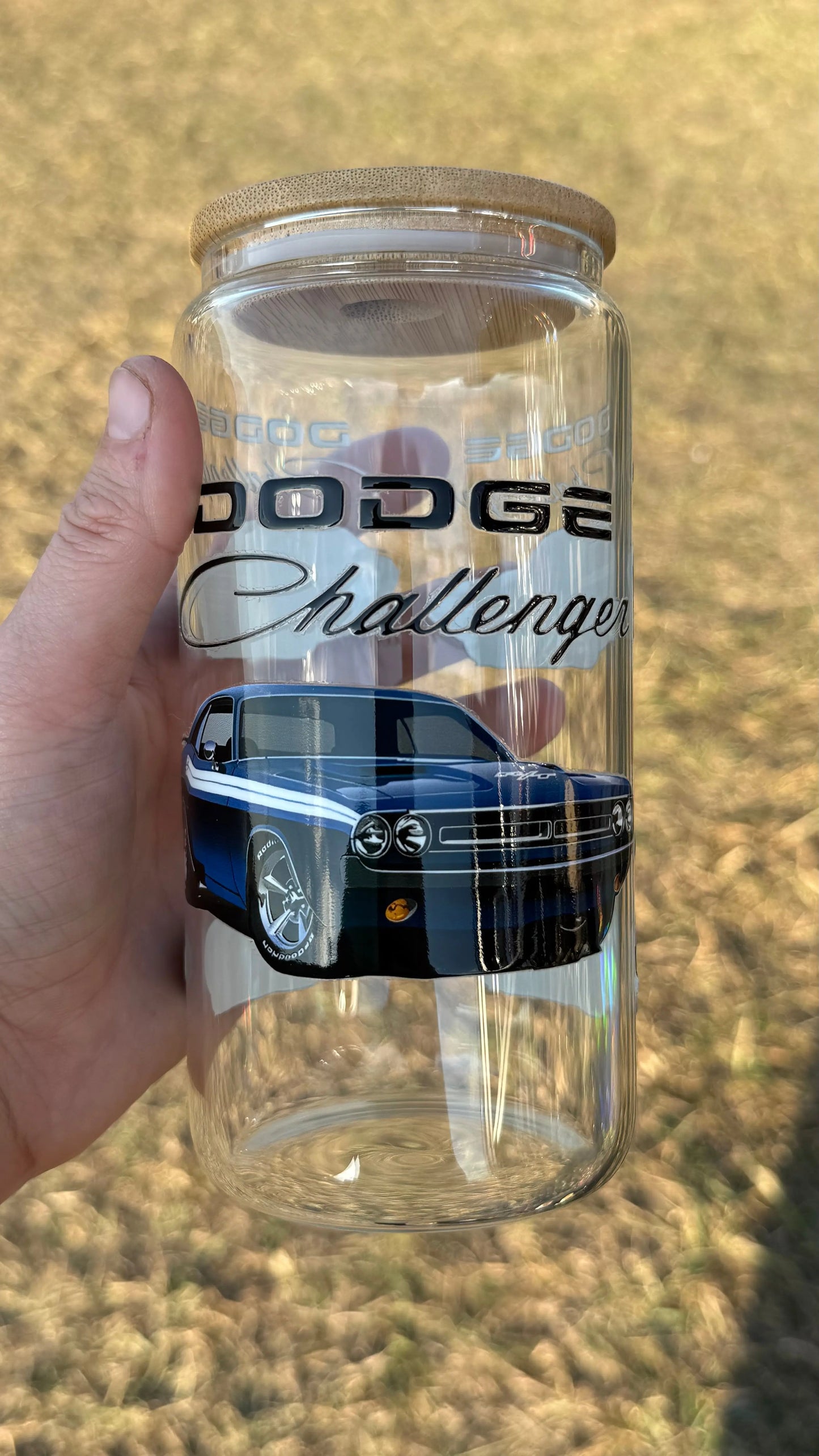Blue challenger 16oz Glass Libby K's Crafty Vibes Co.