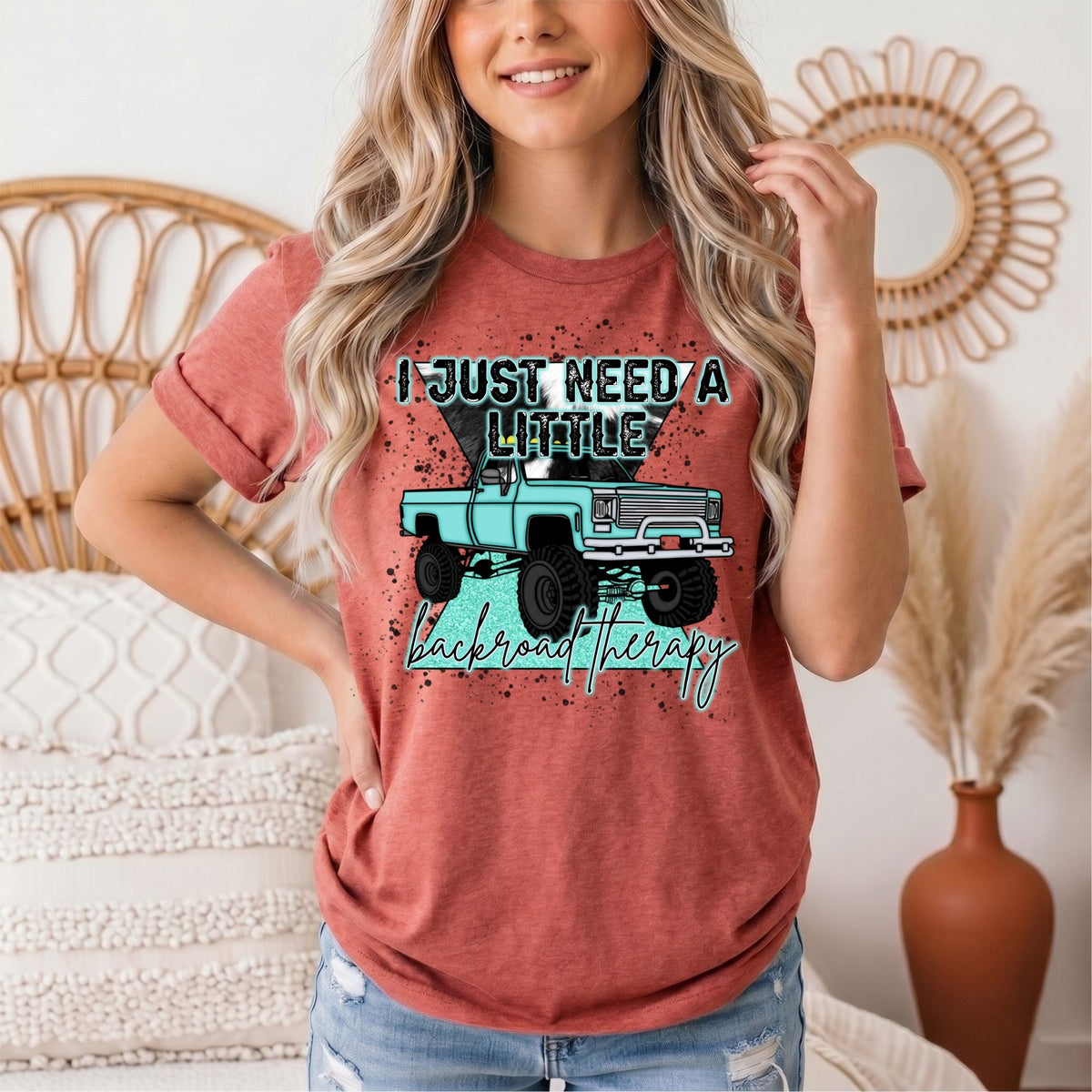 Backroad Therapy Turquoise Truck Graphic Tee