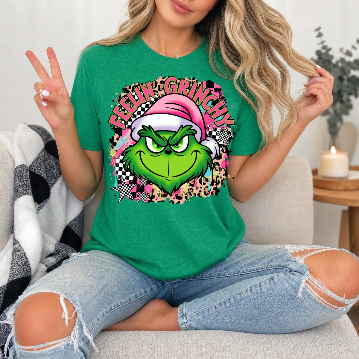 Feelin' Grinchy Christmas Premium Graphic Tee