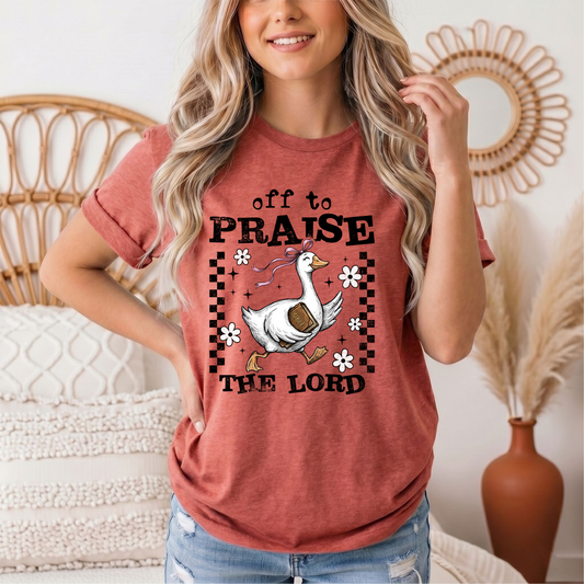 Off To Praise The Lord Christian Graphic Tee
