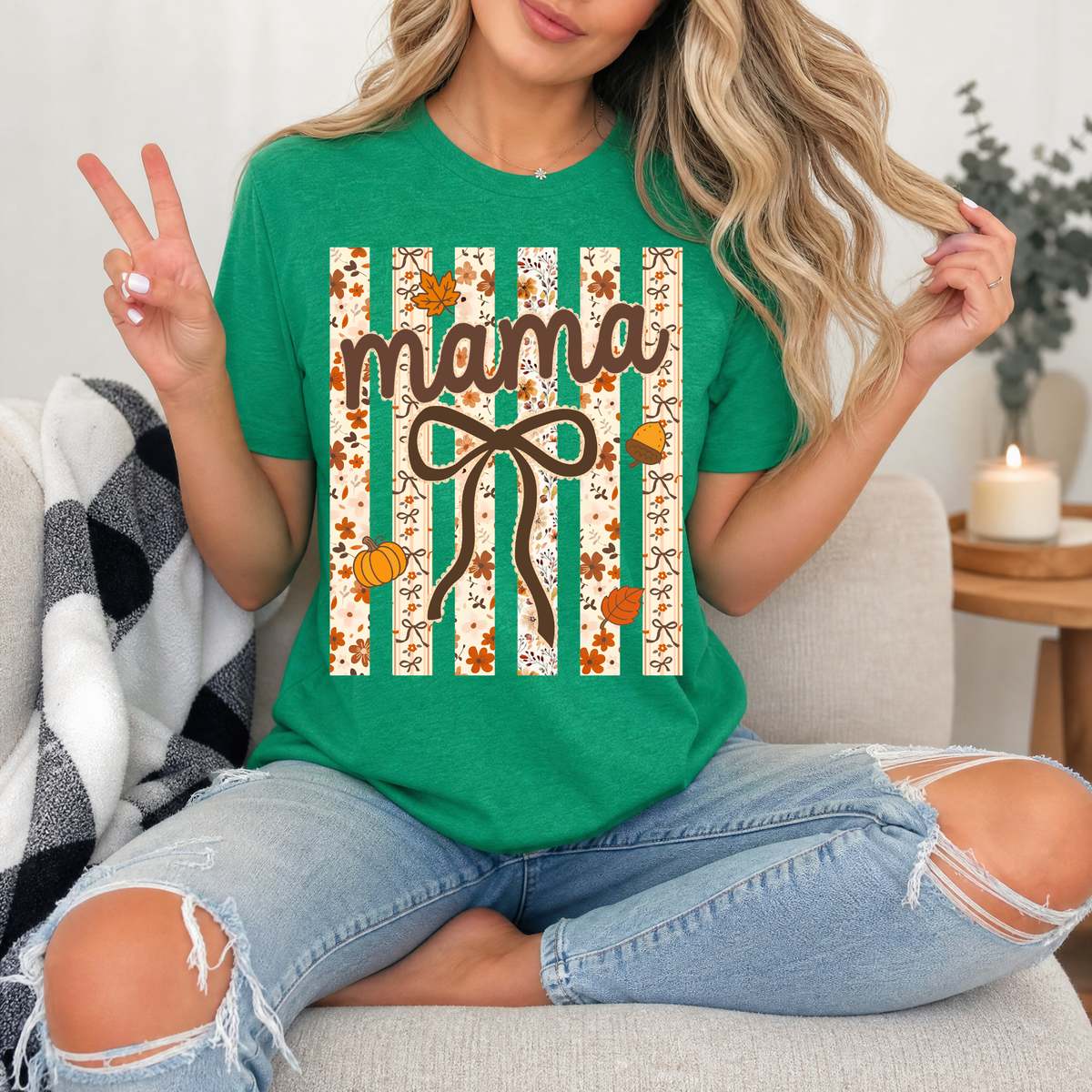 Striped Preppy Fall Premium Graphic Tee