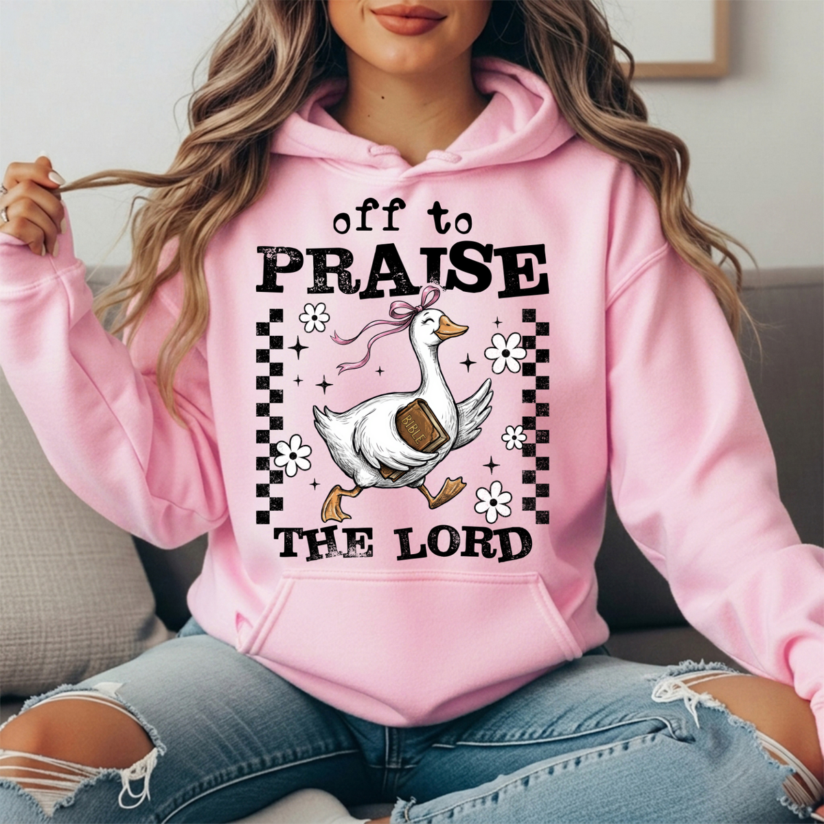 Off to Praise the Lord Goose Graphic Hoodie