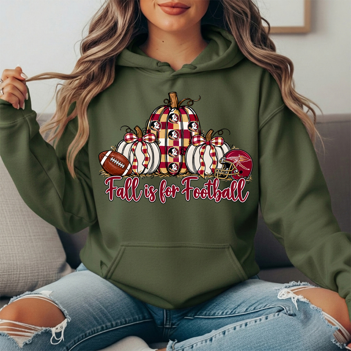 Florida State Fall Is for Football Pumpkin Graphic Hoodie