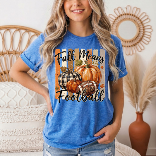 Fall Means Football Pumpkin Graphic Tee