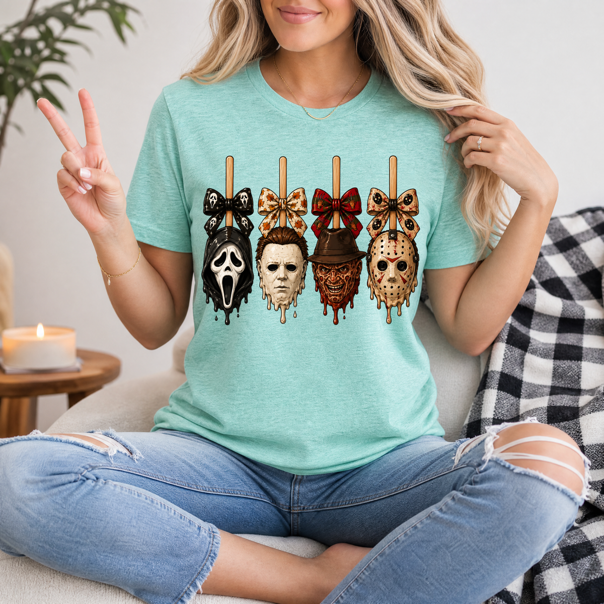 Horror on Sticks Halloween Bow Graphic Tee