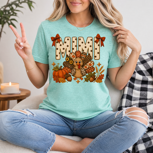 Mimi Thanksgiving Turkey & Bow Graphic Tee