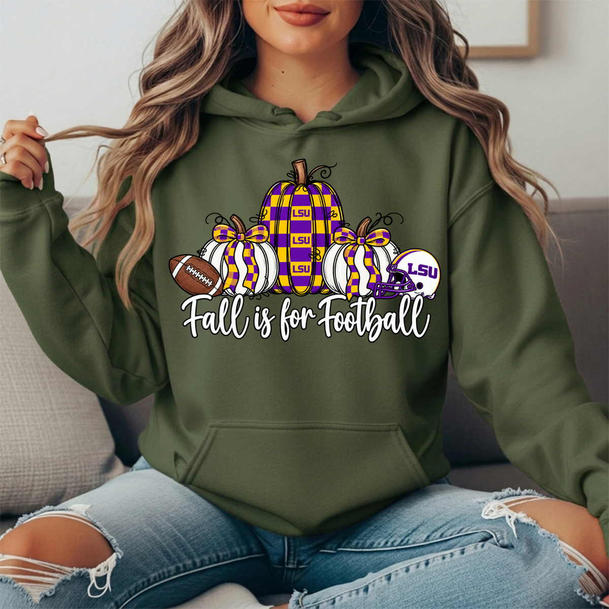 LSU Fall Is for Football Pumpkin Graphic Hoodie