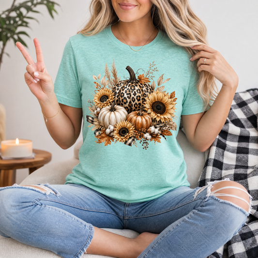 Leopard Pumpkin Sunflower Premium Graphic Tee
