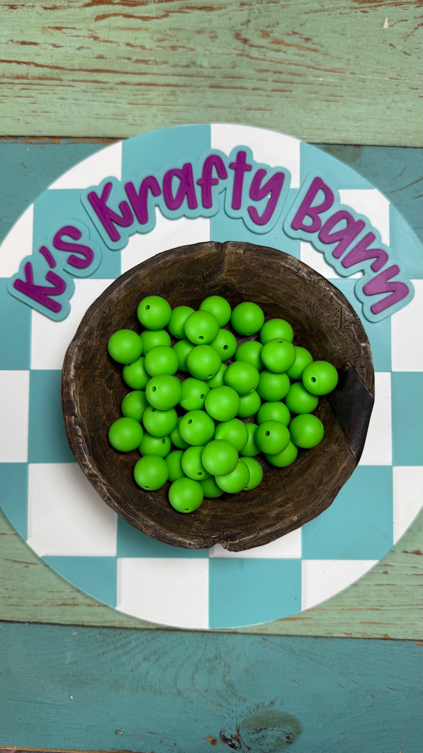 15mm Solid Silicone Beads- Neon Green