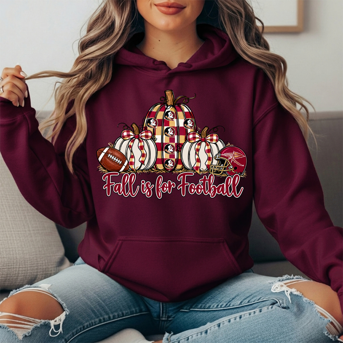 Florida State Fall Is for Football Pumpkin Graphic Hoodie