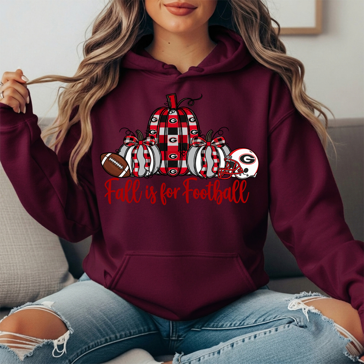 Georgia Bulldogs Fall Is for Football Pumpkin Graphic Hoodie