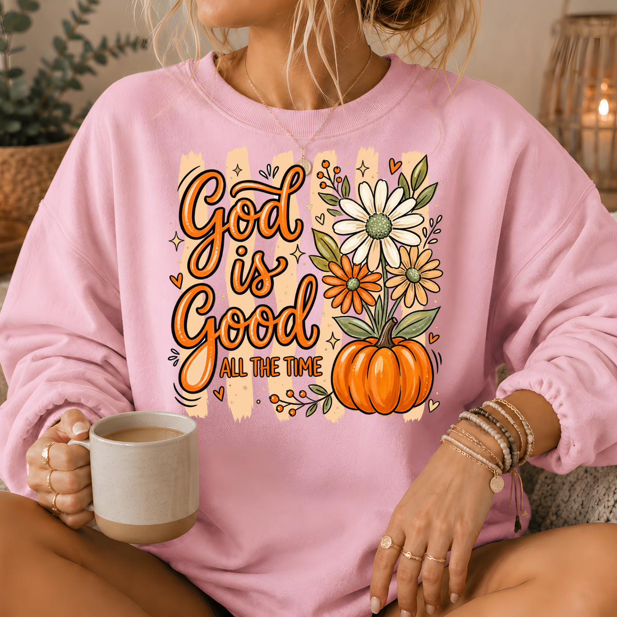 God Is Good Pumpkin Premium Crewneck Sweatshirt