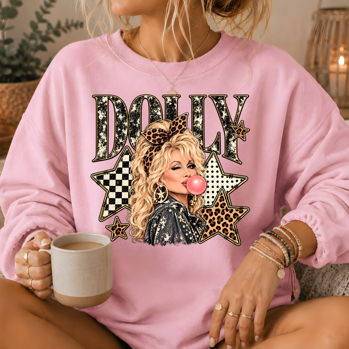 Dolly Bubblegum & Stars Crewneck Sweatshirt