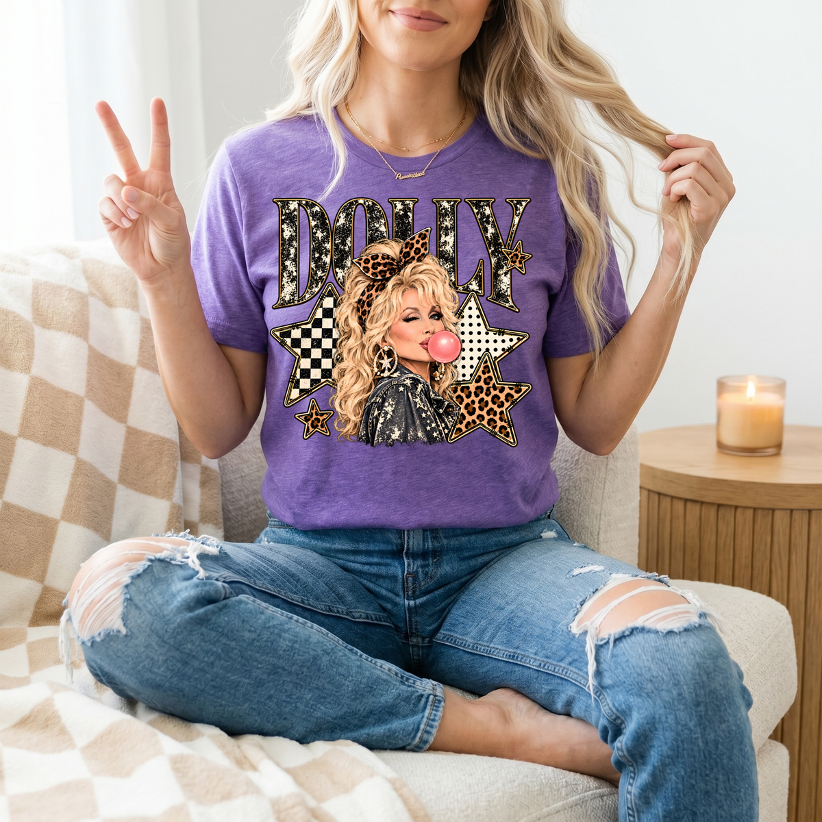 Dolly Bubblegum & Leopard Bow Vintage Graphic Tee
