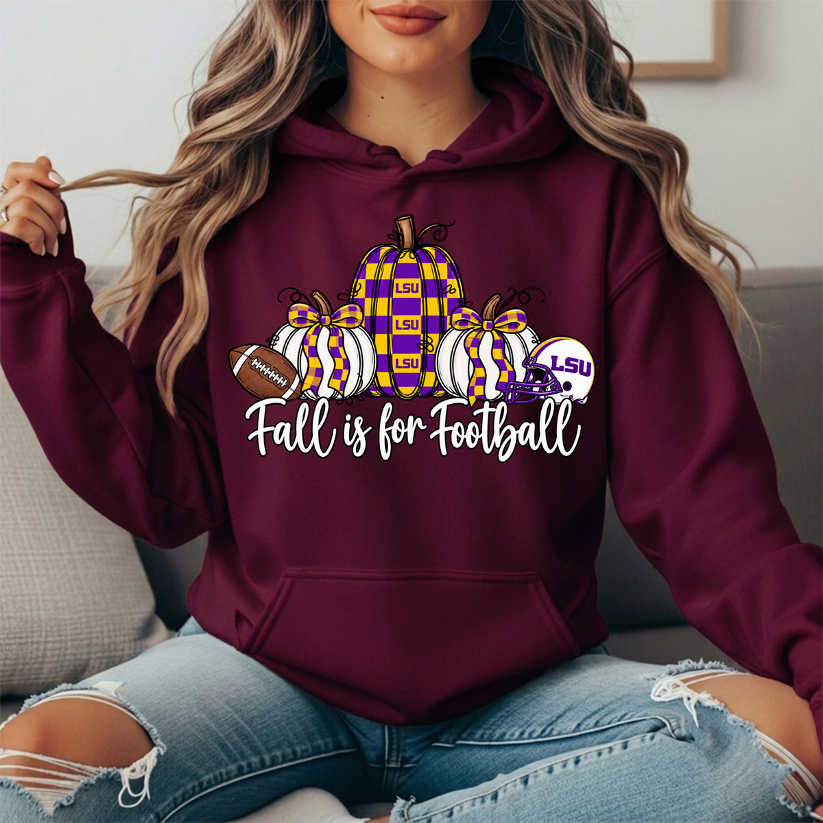 LSU Fall Is for Football Pumpkin Graphic Hoodie