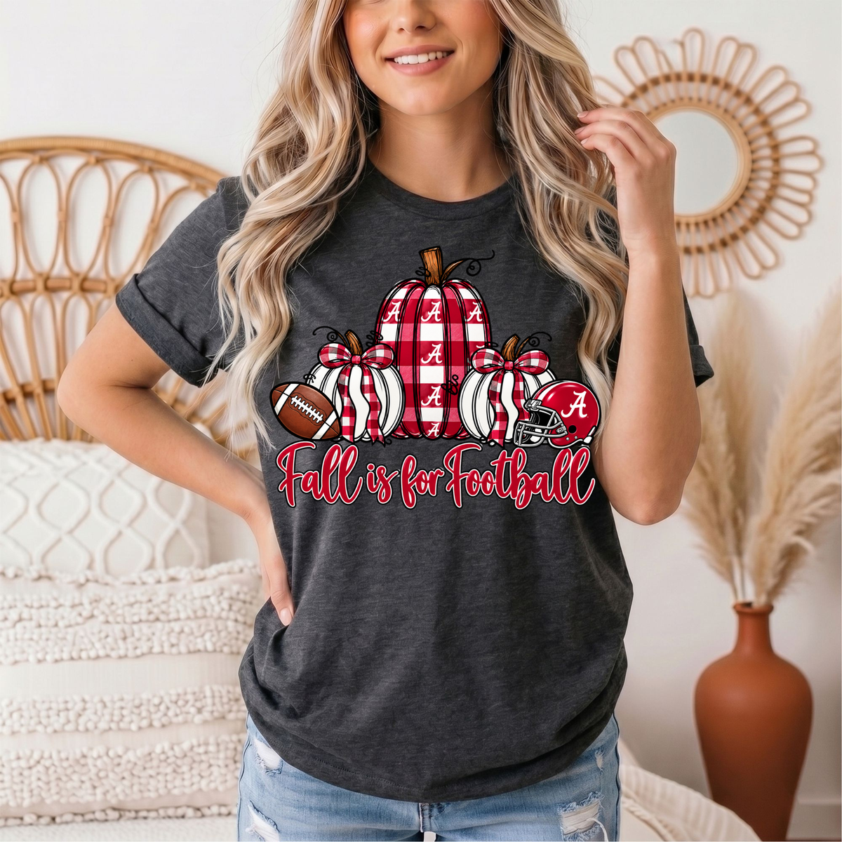 Fall Is for Football Alabama Pumpkin Graphic Tee