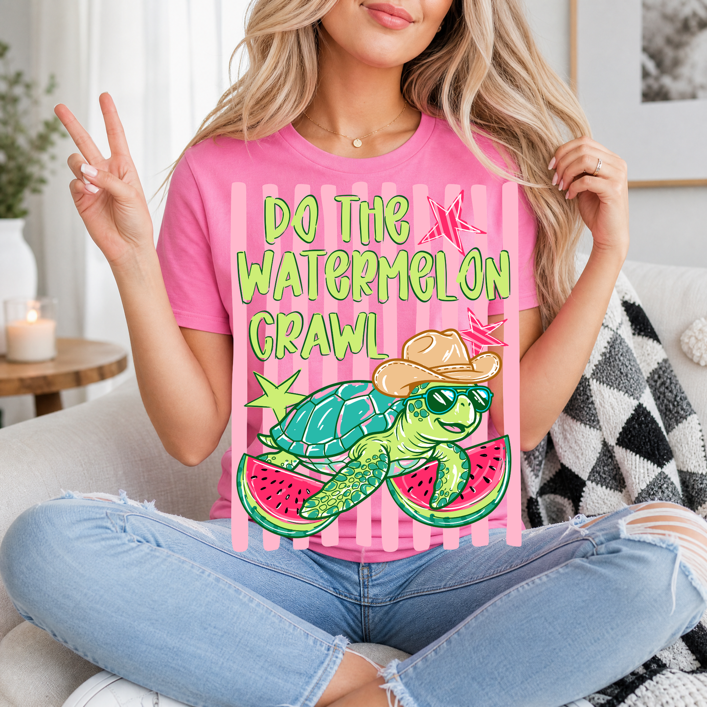 Watermelon Crawl Turtle Premium Graphic Tee