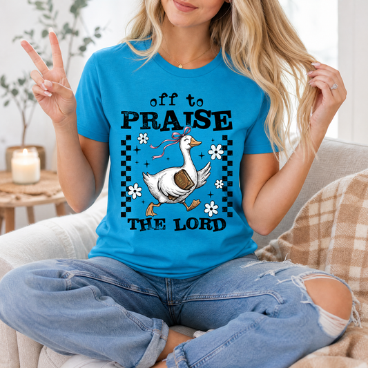 Off To Praise The Lord Christian Graphic Tee