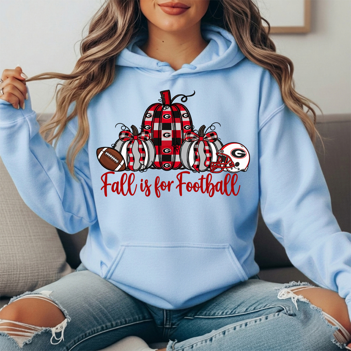 Georgia Bulldogs Fall Is for Football Pumpkin Graphic Hoodie