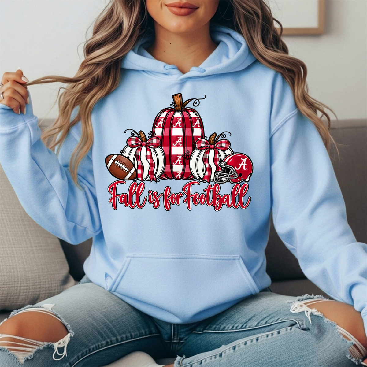 Alabama Crimson Tide Fall Is for Football Pumpkin Graphic Hoodie