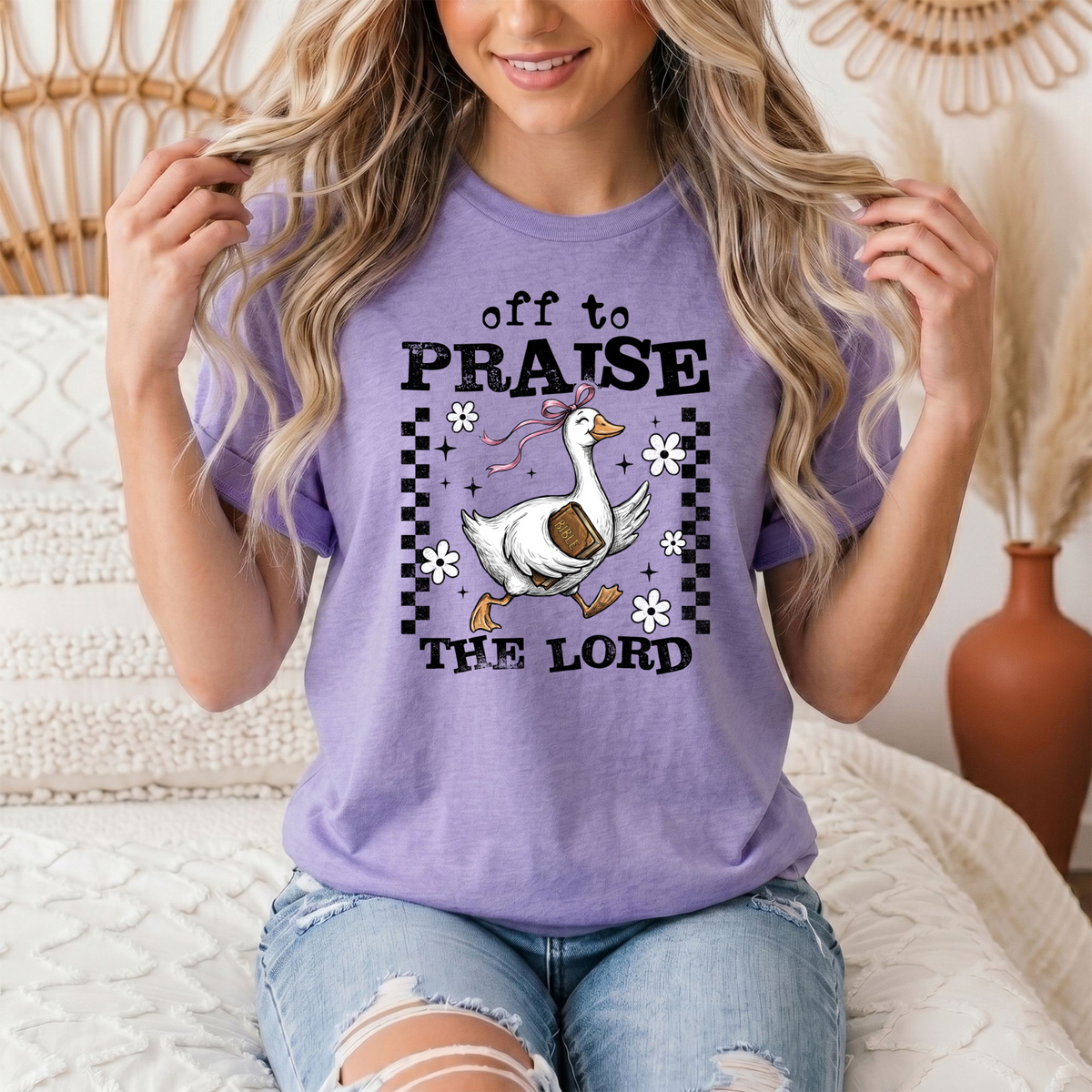 Off To Praise The Lord Christian Graphic Tee