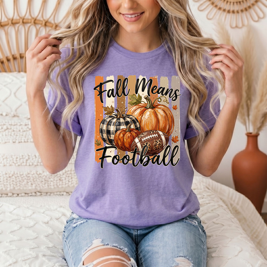 Fall Means Football Pumpkin Graphic Tee