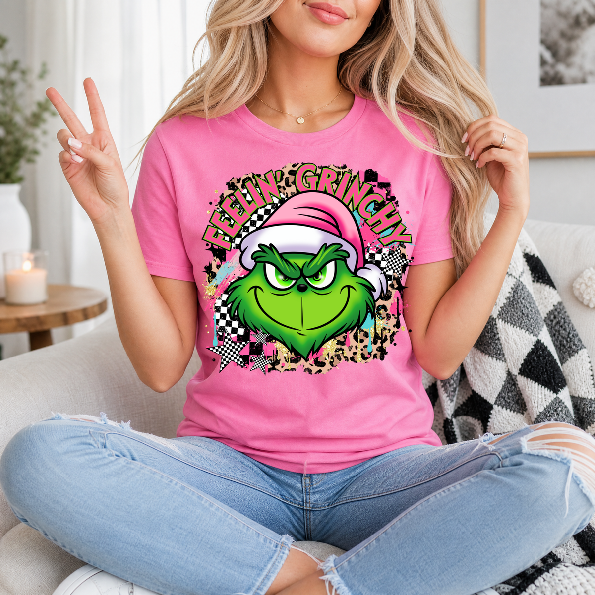 Feelin' Grinchy Christmas Premium Graphic Tee