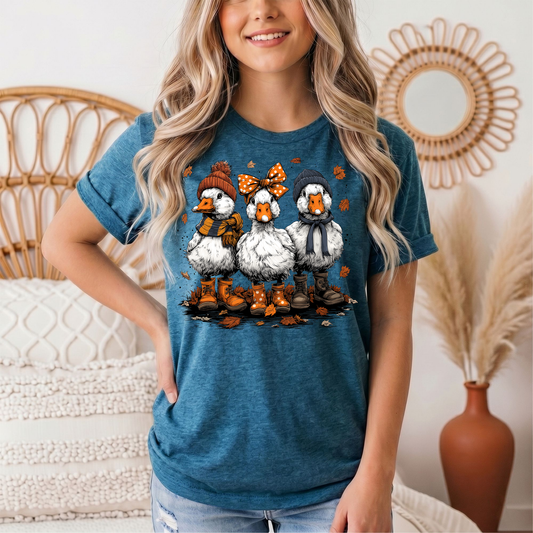 Autumn Duck Trio Boots & Bow Graphic Tee