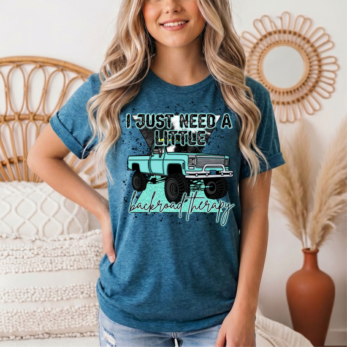 Backroad Therapy Turquoise Truck Graphic Tee