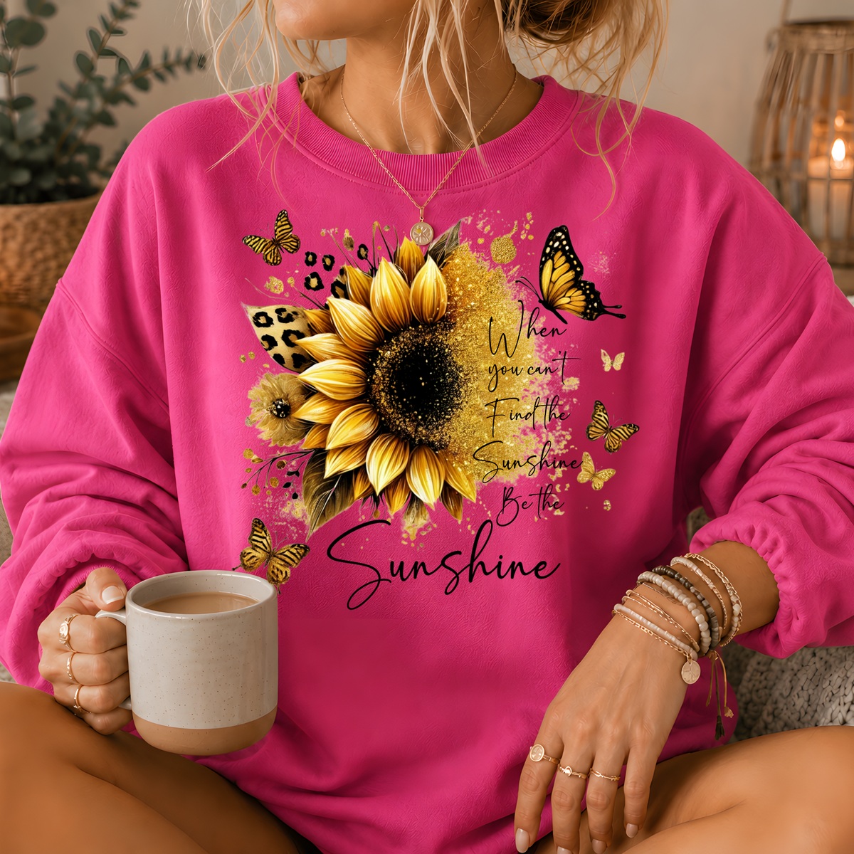 Be the Sunshine Sunflower Butterfly Crewneck Sweatshirt