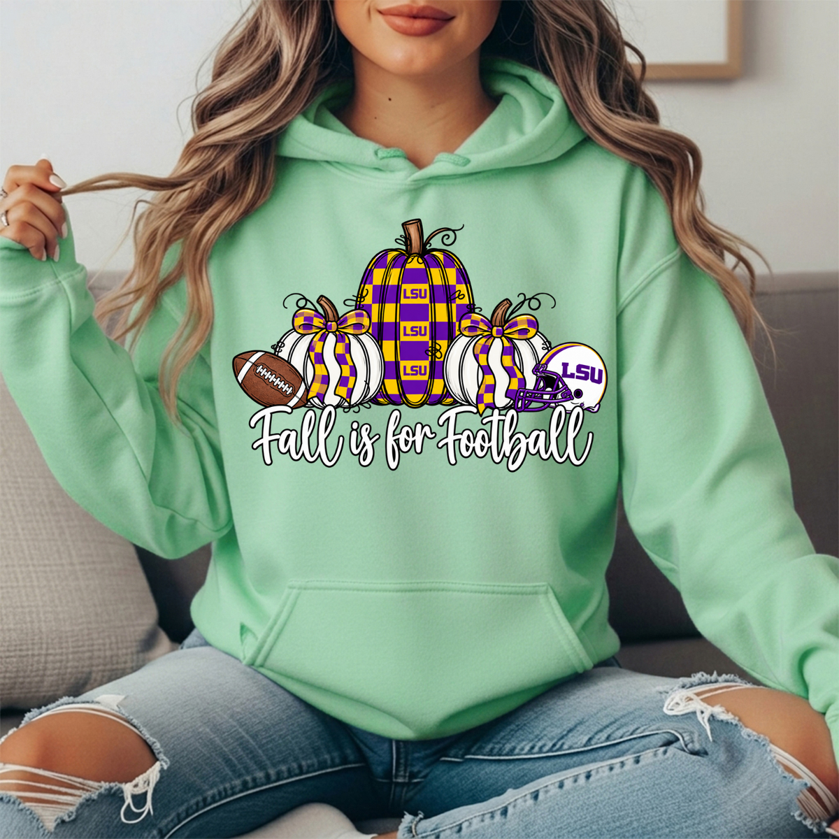 LSU Fall Is for Football Pumpkin Graphic Hoodie