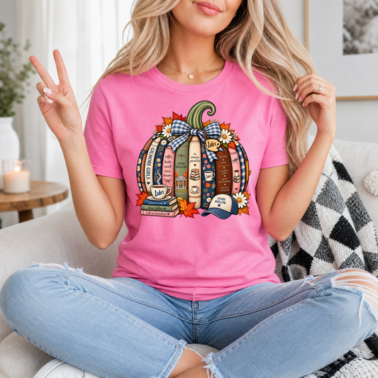 Gilmore Fall Bookish Pumpkin & Gingham Bow Graphic Tee