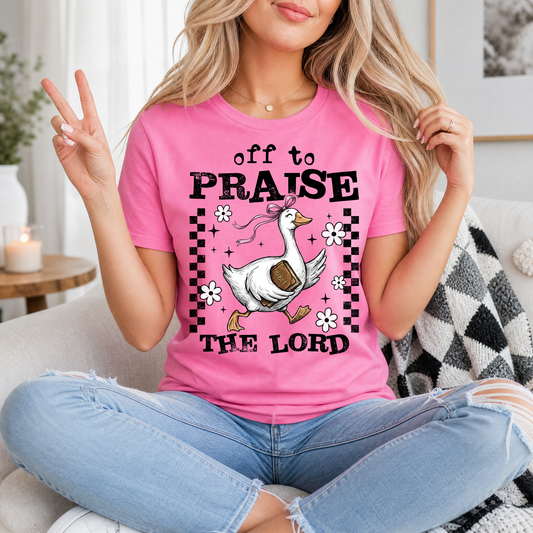 Off To Praise The Lord Christian Graphic Tee