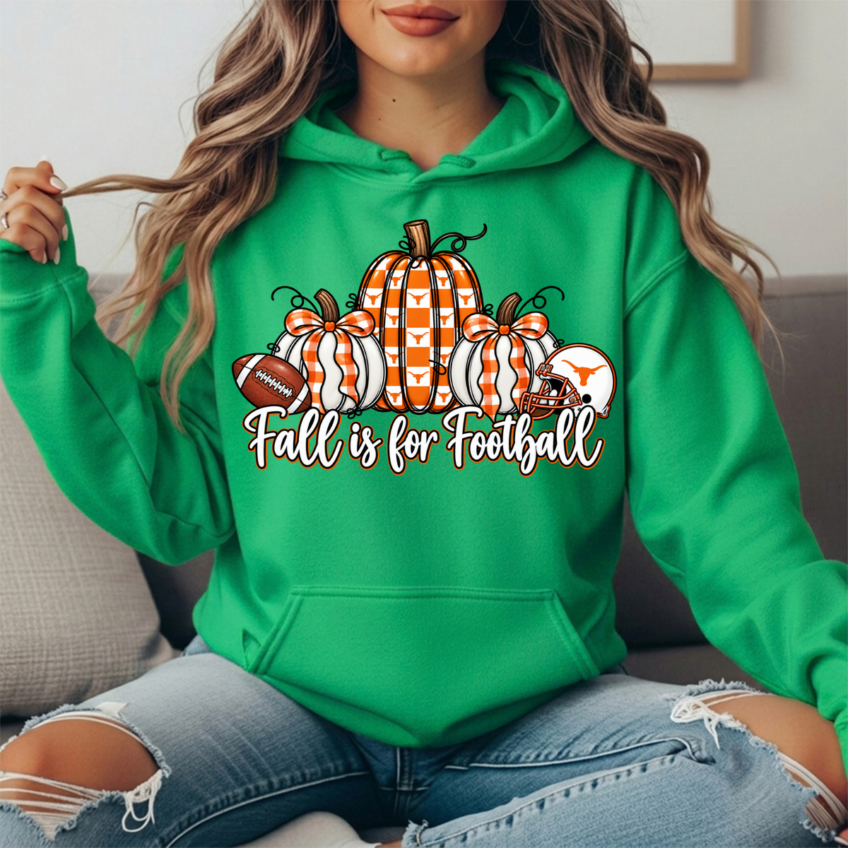 Texas Longhorns Fall Is for Football Pumpkin Graphic Hoodie