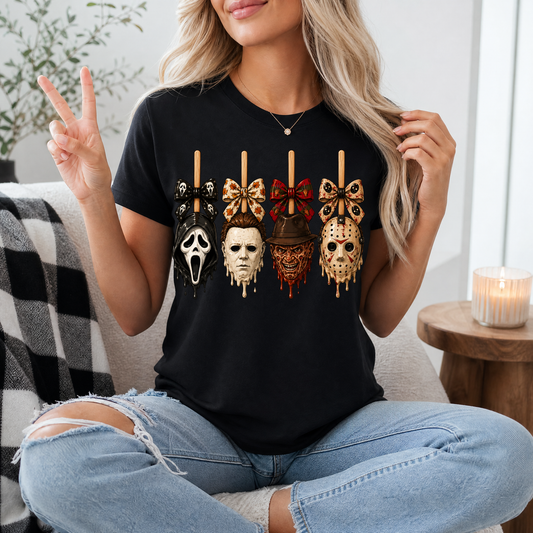 Horror on Sticks Halloween Bow Graphic Tee