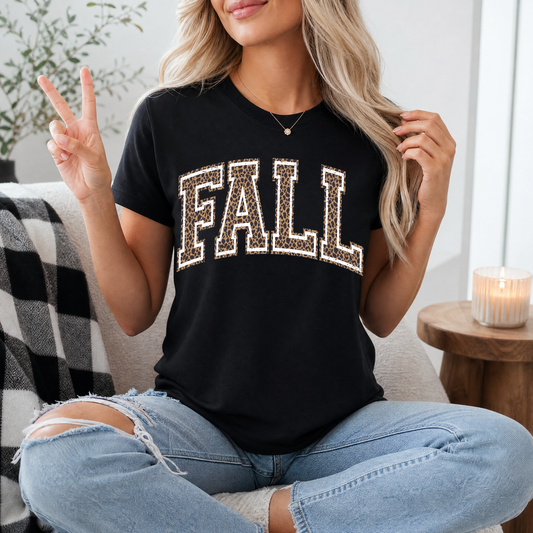 Fall Leopard Print Varsity Graphic Tee