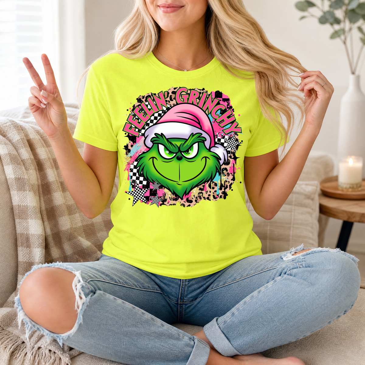 Feelin' Grinchy Christmas Premium Graphic Tee
