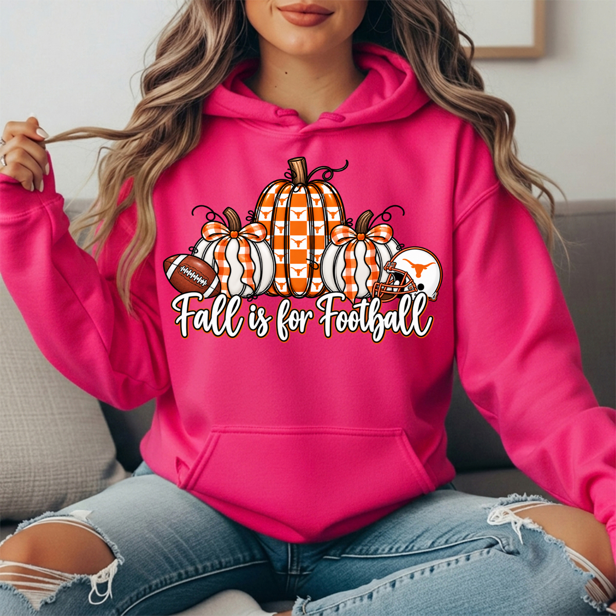 Texas Longhorns Fall Is for Football Pumpkin Graphic Hoodie