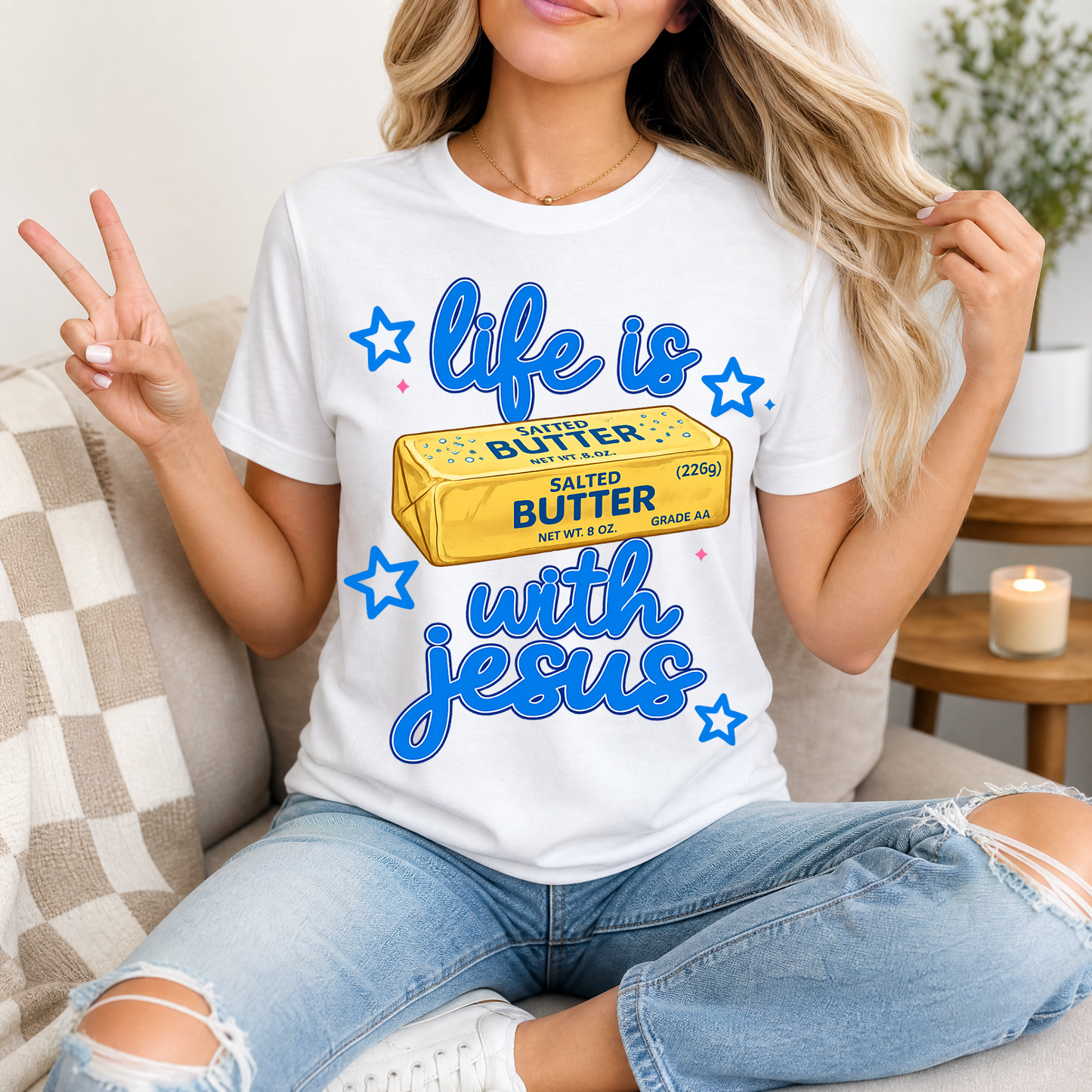 Life Is Butter With Jesus Premium Graphic Tee