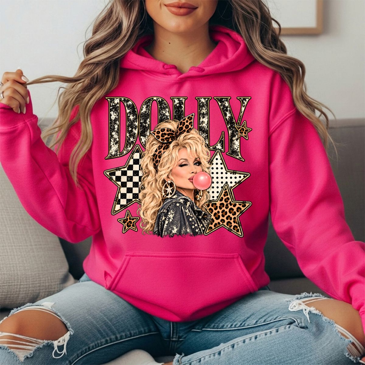 Dolly Bubblegum & Leopard Stars Graphic Hoodie
