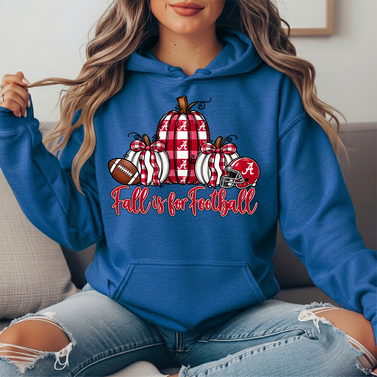 Alabama Crimson Tide Fall Is for Football Pumpkin Graphic Hoodie