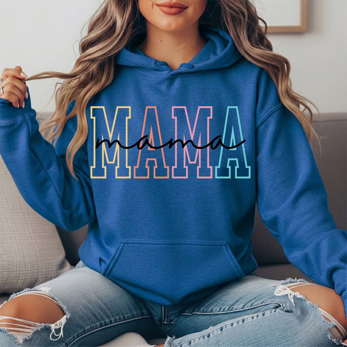 Pastel Mama Outline Graphic Hoodie