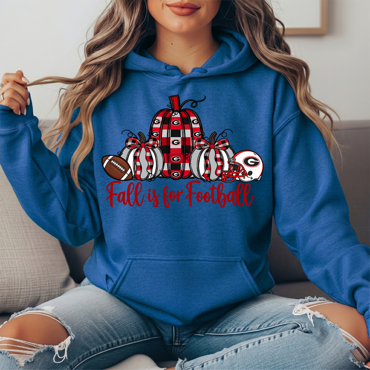 Georgia Bulldogs Fall Is for Football Pumpkin Graphic Hoodie