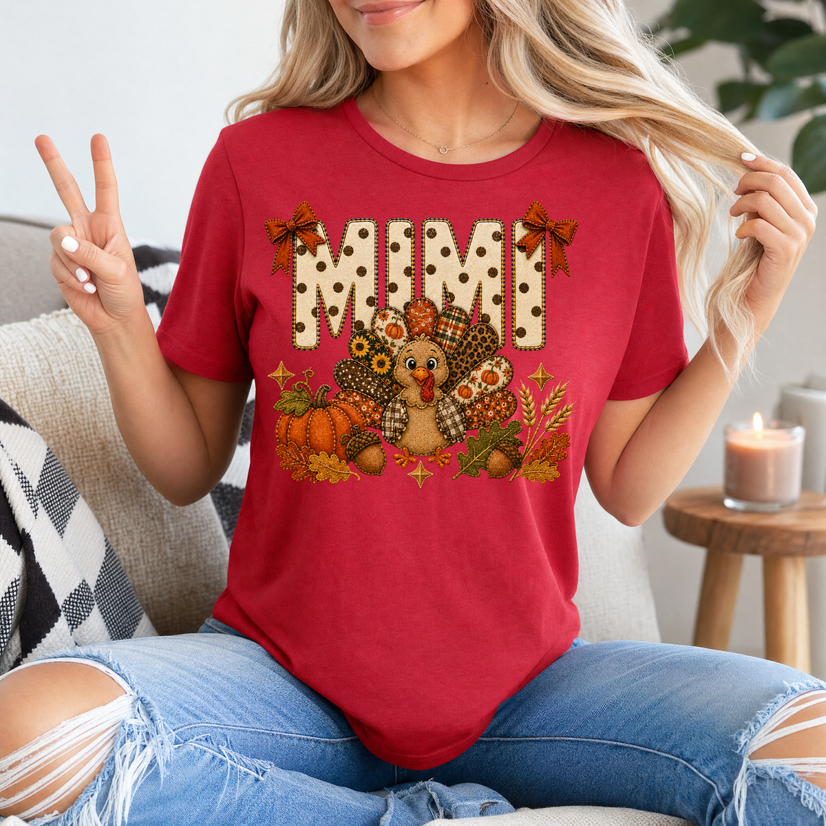 Mimi Thanksgiving Turkey & Bow Graphic Tee