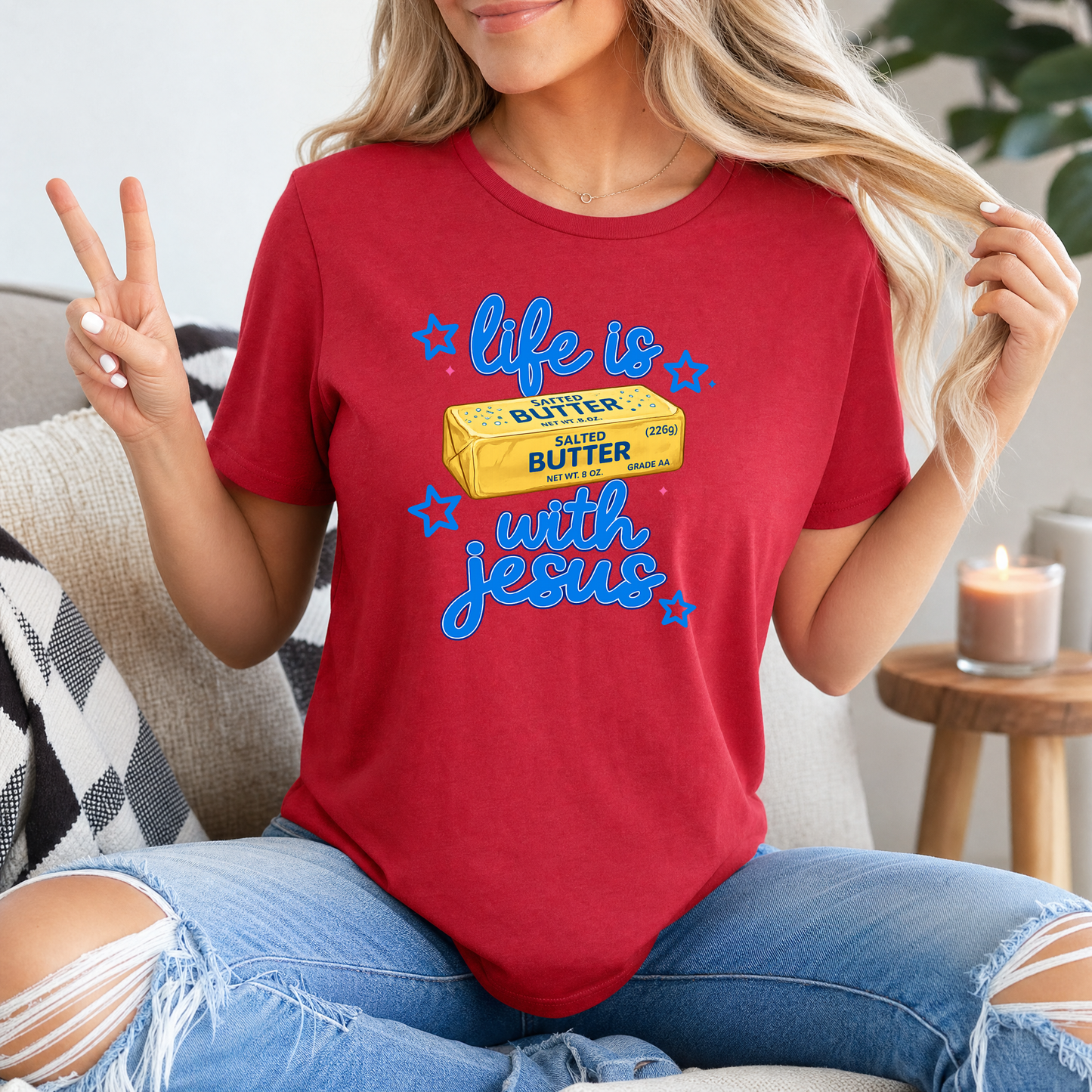 Life Is Butter With Jesus Premium Graphic Tee