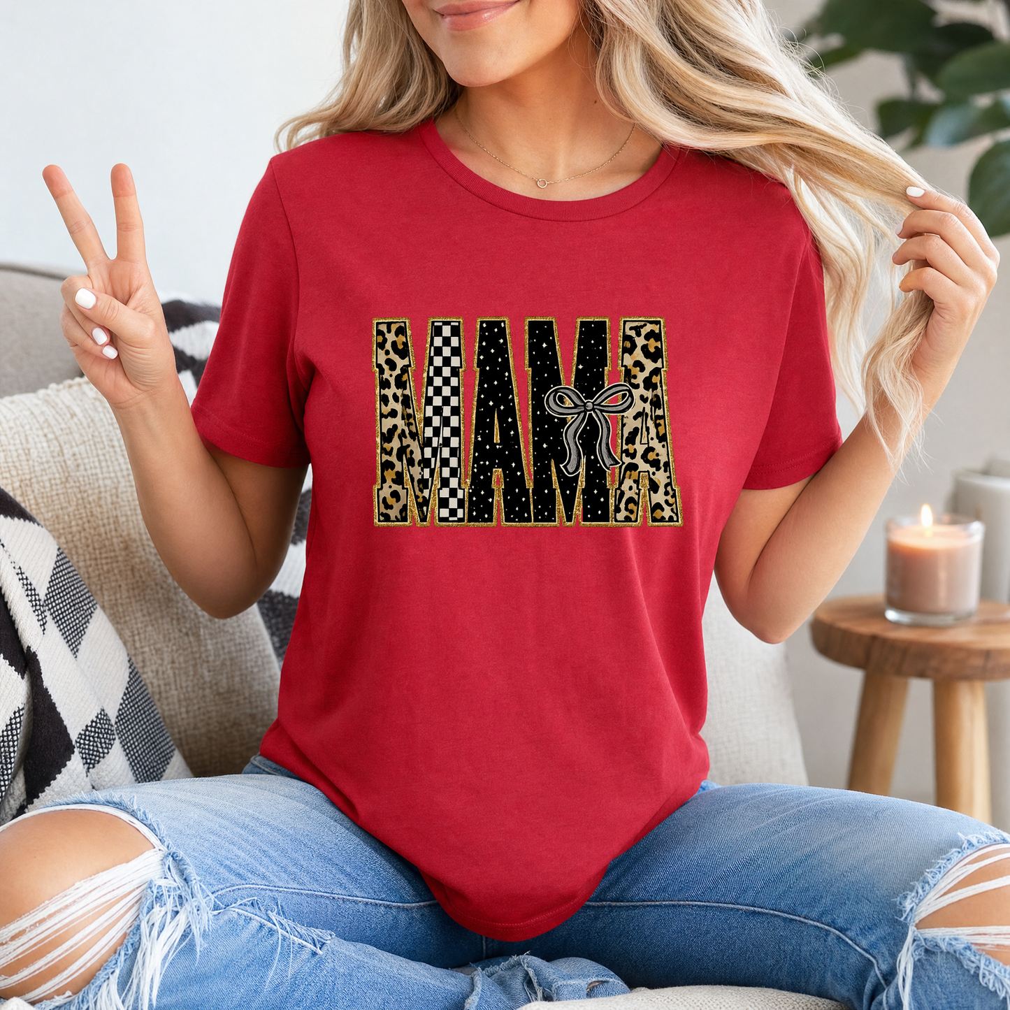 Mama Mixed Pattern Premium Graphic Tee